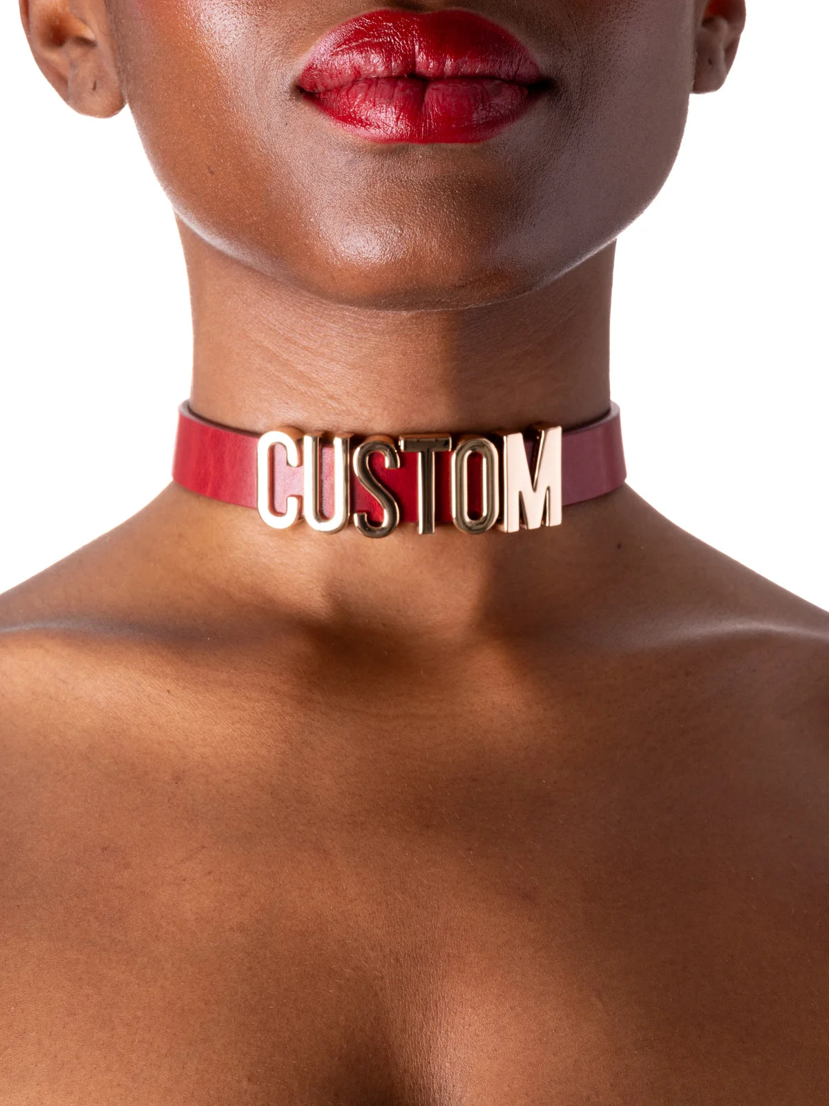 product image of a bondage collar red